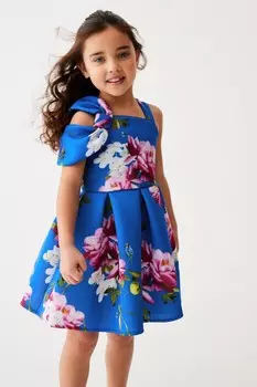 Платье Scuba с бантом на плечах и тисненым мотивом Baker By Ted Baker, синий