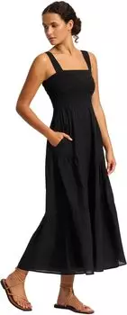 Платье Seafolly Beach Edit Faithful Midi Dress, черный