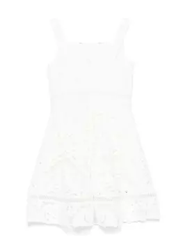 Платье Self-Portrait Kids из кружева и хлопка, белый