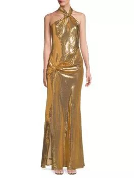 Платье selina с пайетками и завязками на шее Ronny Kobo Gold