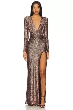 Платье sensation с глубоким вырезом и длинными рукавами Nookie, бронзовый