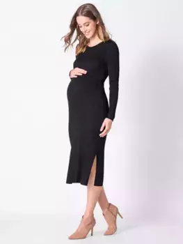 Платье Seraphine Amaya Ribbed Knit Maternity & Nursing, черный