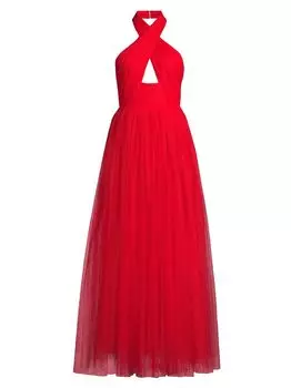 Платье Serena из тюля с лямкой на шее Sau Lee, красный
