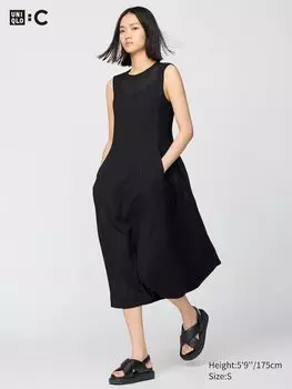 Платье-Сетка (без рукавов) Uniqlo, черный