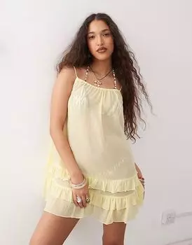 Платье-сетка COLLUSION желтого цвета