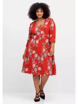 Платье sheego by Joe Browns, цвет mohnrot gemustert
