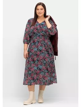 Платье sheego Chiffon, цвет nachtblau gemustert