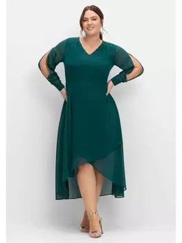 Платье sheego Chiffon, темно-зеленый