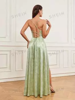 Платье Shein Belle на бретельках, зеленый
