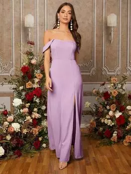 Платье Shein Belle с высоким разрезом по бокам, сиреневый