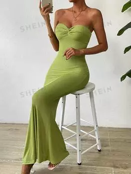 Платье Shein Priv с закрученным передом, зеленый