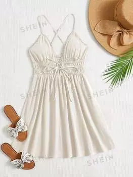 Платье Shein WYWH на тонких бретельках, бежевый