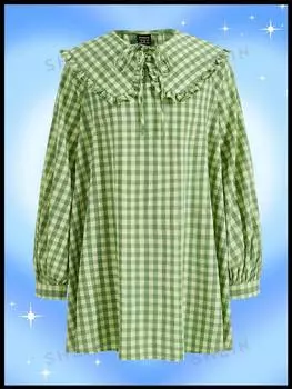 Платье SheinNeu Kidcore Dopamine в клетку, мятно-зеленый