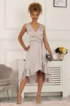 Платье Sherlyn с оборкой и запахом Jolie Moi, серебро