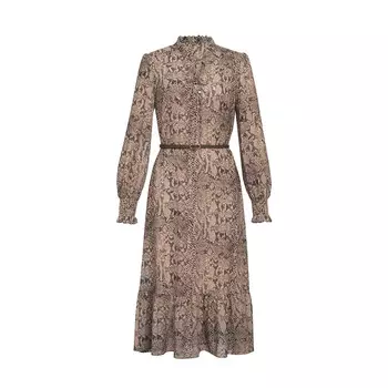 Платье шифо Deep Breath с поясом, кофейный