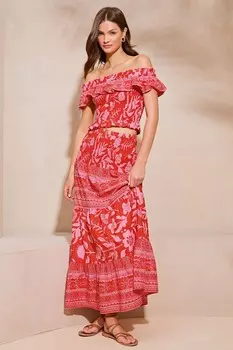 Платье Шир узкой длины с принтом Lipsy, красный