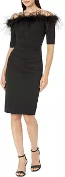 Платье Short Off-the-Shoulder Scuba Crepe Feather XSCAPE, черный