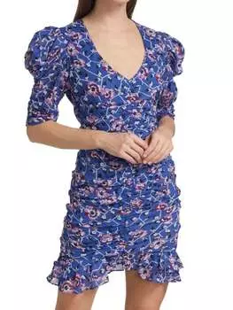 Платье sireny с цветочным принтом и сборками Isabel Marant Étoile Electric blue