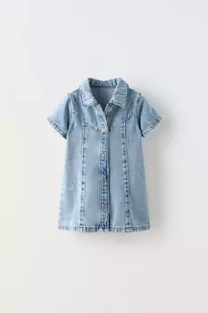 Платье скейтера из джинса ZARA, средне-синий