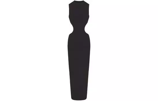 Платье SKIMS, подходит всем, с вырезом и открытой спиной, длинное, без рукавов, женское, ONYX/Onyx, ONYX/Onyx