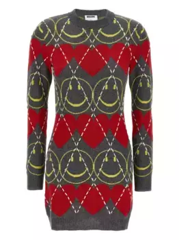 Платье Smiley с узором в виде ромбов Moschino, серый