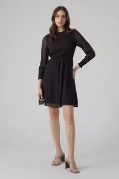 Платье Smilla с вырезом и полупрозрачной отделкой Vero Moda, черный