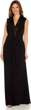 Платье-смокинг из эластичного джерси без рукавов с закрученной передней частью Adrianna Papell, черный