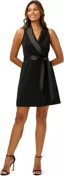 Платье-смокинг из эластичного крепа Adrianna Papell, черный
