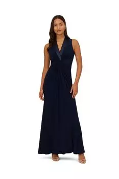 Платье-смокинг из джерси Adrianna Papell, темно-синий