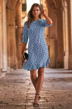 Платье со сборками свободного кроя Sosandar, синий