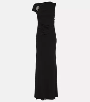 Платье со сборками, украшенное кристаллами Alexander Mcqueen, черный