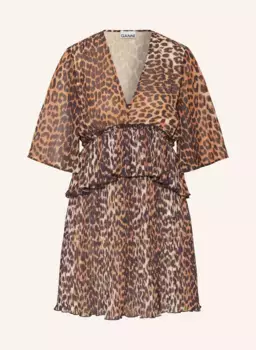 Платье со складками Ganni, коричневый