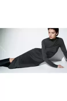 Платье со складками и низким воротником-поло H&M, серый