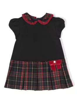 Платье со складками и вставкой в клетку тартан Patachou, синий