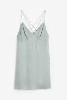 Платье со стразами на бретельках H&M, серый