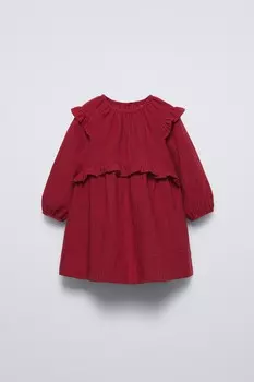 Платье со стразами ZARA, цвет dark red