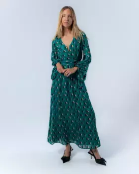 Платье Sofia с длинными листьями и принтом Niza, цвет Azul ndigo