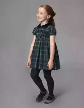 Платье сотового цвета с короткими рукавами и пышными рукавами для девочки Gocco, темно-синий