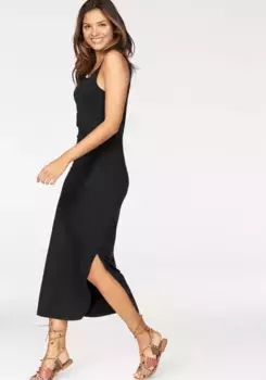 Платье-спагетти AJC с регулируемыми бретелями и разрезом, черный
