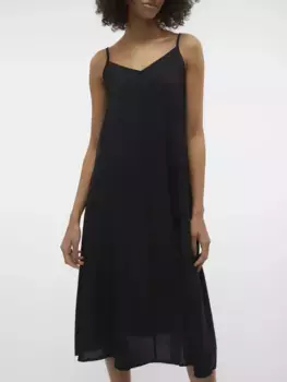 Платье-спагетти Vero Moda "VMJOSIE CALF SINGLET DRESS WVN GA NOOS", черный