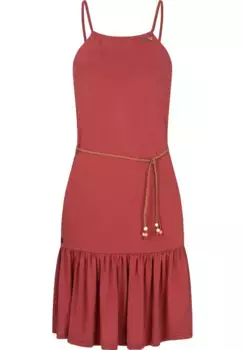 Платье-спагетти в стиле рэгвир "Тайм", стильное летнее платье на тонких бретельках и поясе Ragwear, розовый