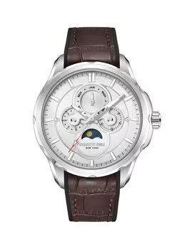 Платье Спортивные часы с хронографом из нержавеющей стали, кожи и силикона/25 мм Kenneth Cole