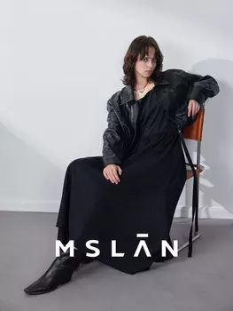 Платье средней длины Mslan с завышенной талией и ремешком, черный