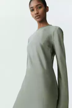 Платье средней длины с длинными рукавами H&M, зеленый