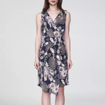 Платье средней длины с перекрещивающимися сердечками и узором из перьев Smart And Joy, мультиколор