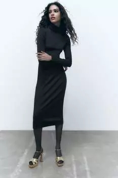 Платье средней длины ZARA, черный