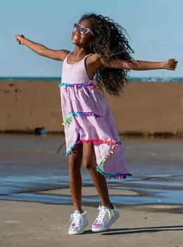 Платье St. Barths Pom Pom High Low лавандовое Lola + The Boys