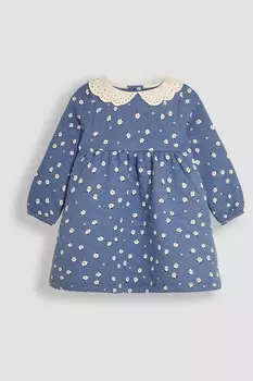 Платье стеганое с цветочным узором и воротником шторой «Ромашка» Jojo Maman Bb, голубой