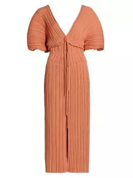 Платье Stella A.l.c. с V-образным вырезом и завязками, красно-желтый