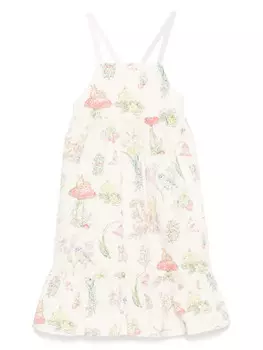 Платье Stella McCartney Kids с цветочным принтом, нейтральный